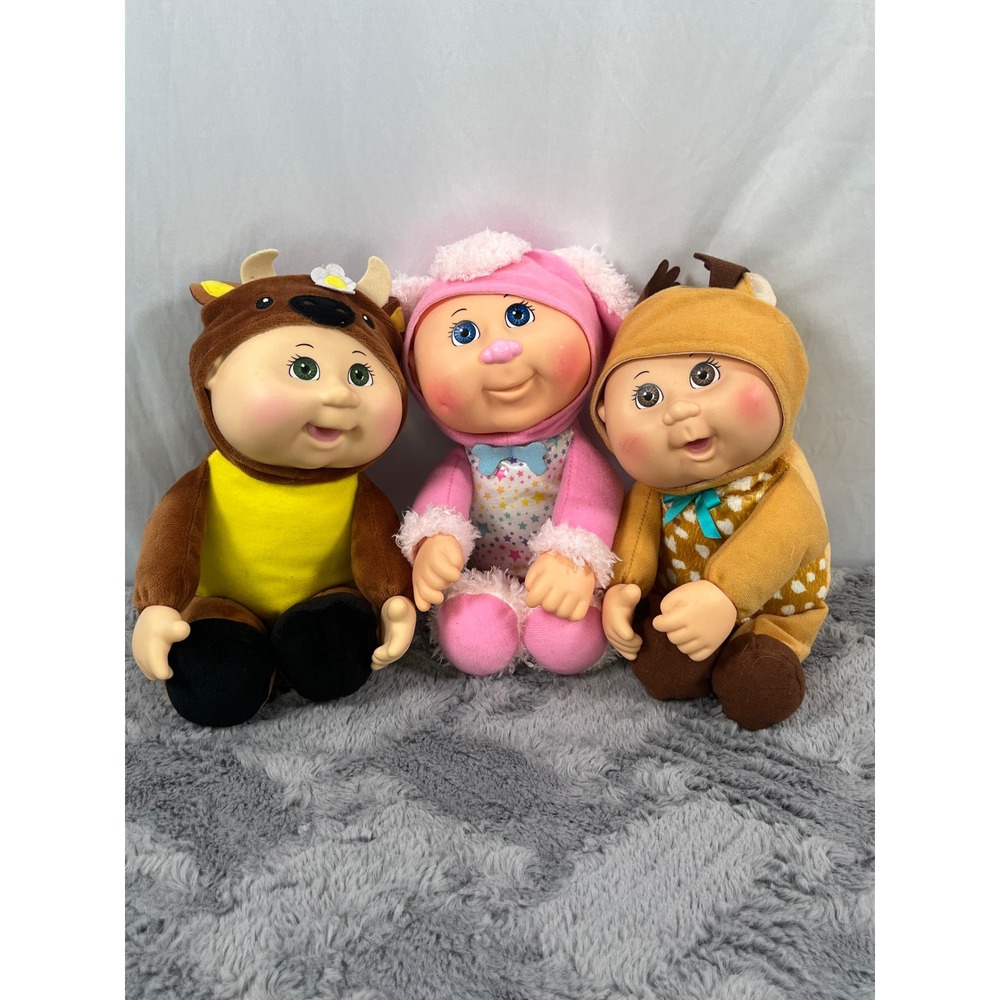 3 Bundle Cabbage Patch Kids CPK‎ Plush Dolls Animal Costume Outfit Set of 3